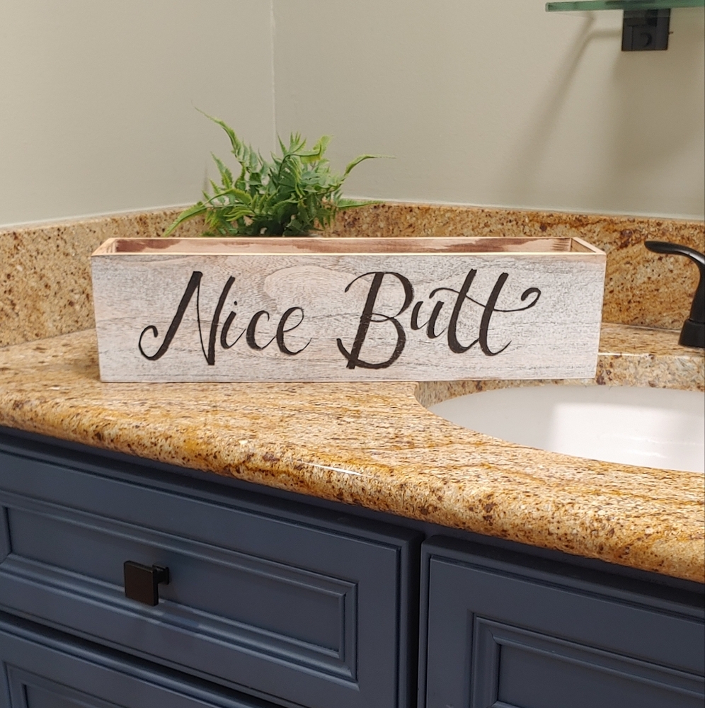 Rustic Customized White Bathroom Decor Box